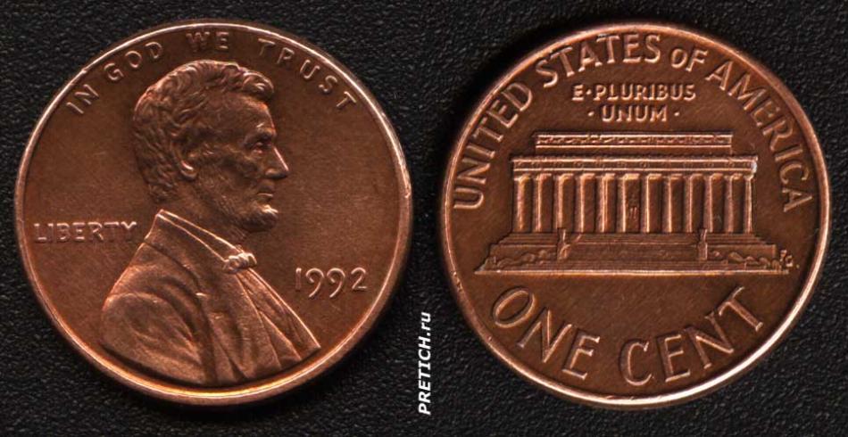 ONE CENT. 1992. United Stats of America