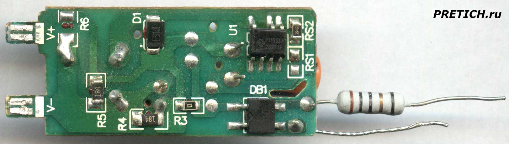 PT4553D схема и ремонт драйвера лампочки ЭРА LED A60-15W-860-E27