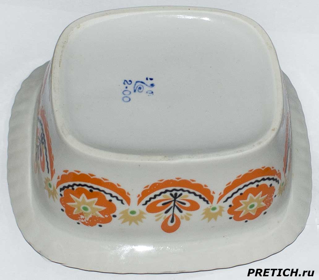 Советская фарфоровая посуда - сахарница 1980 года, описание и фото