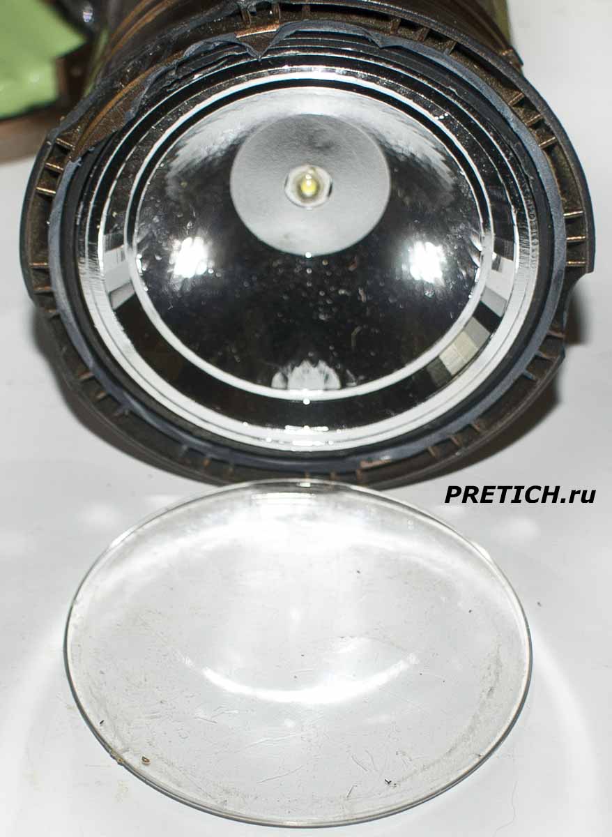 Разборка фонарика Sihong SH-5800T рефлектор и защитное стекло