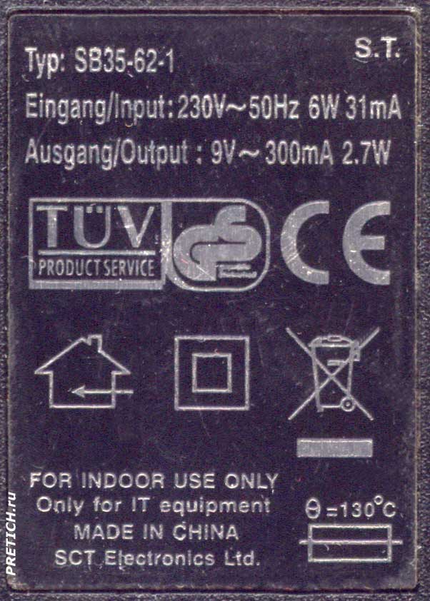 S.T. SB35-62-1 адаптер питания радиотелефонов от SCT Electronics Ltd