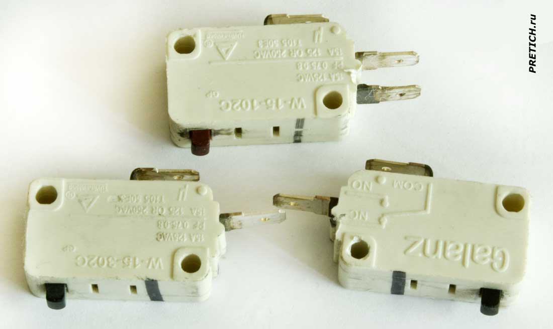 Galanz W-15-102C и W-15-302C концевые выключатели, микроволновка