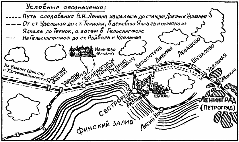 путь Ленина в Финский залив, карта