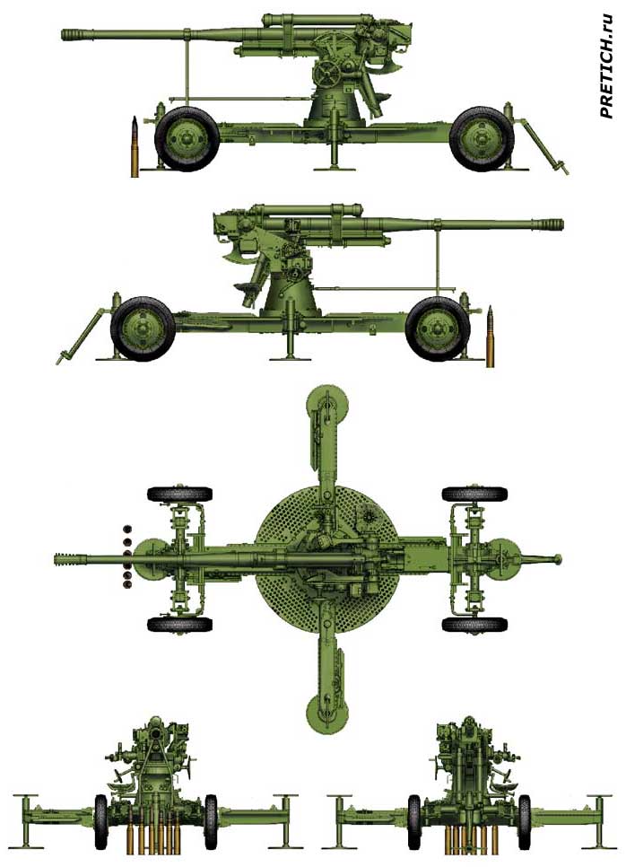 52-К чертеж 85-мм зенитной пушки образца 1939 г. СССР