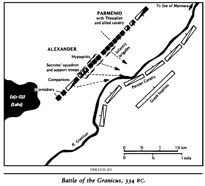 Карта - сражение на реке Граник, 334 г. до н. э.