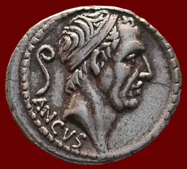 Анк Марций портрет на серебрянной монете