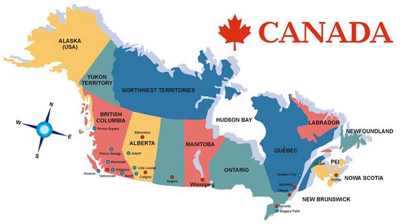карта Канады - провинции