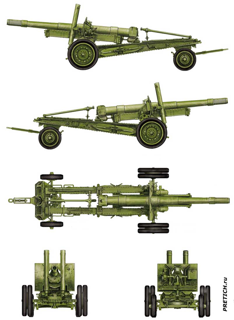 МЛ-20 гаубица-пушка, СССР, 152-мм, чертежи