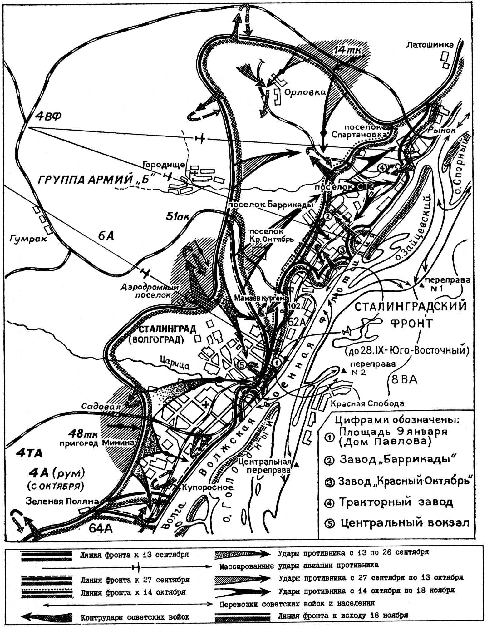 Сталинградская битва - карта, подробные сведения ВОВ
