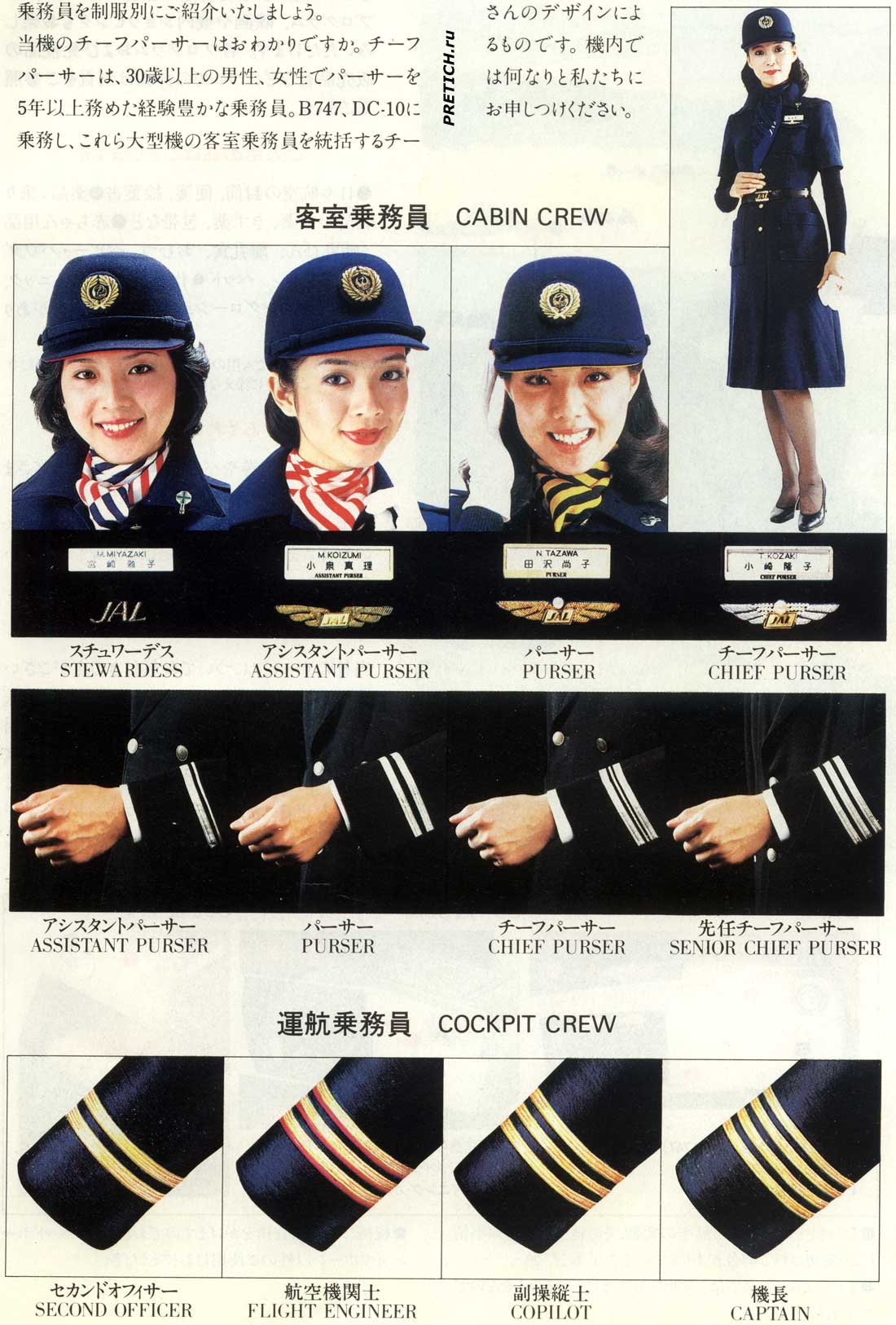 JAL форма японских стюардесс  1980-х годов