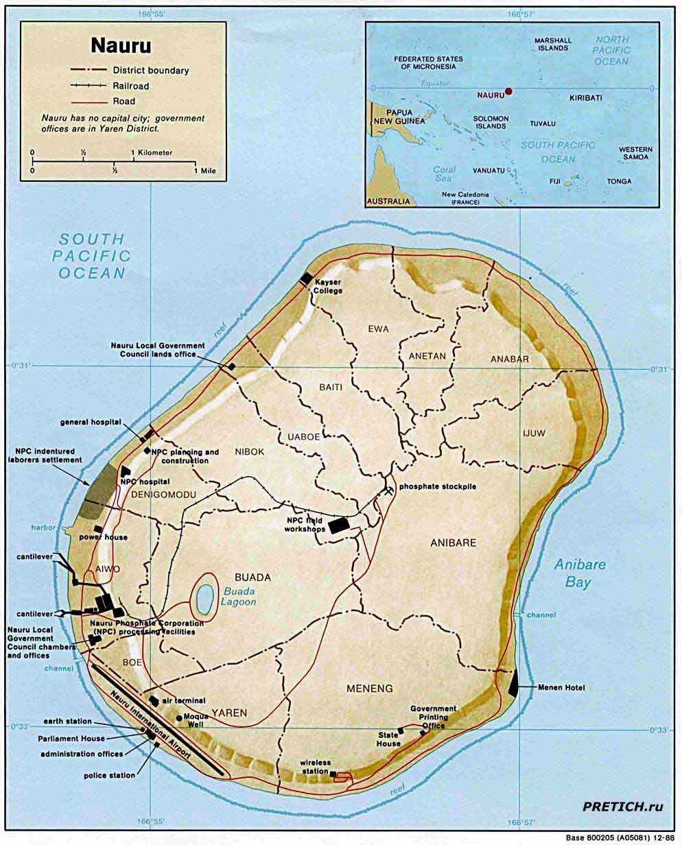Nauru остров Науру, подробная карта