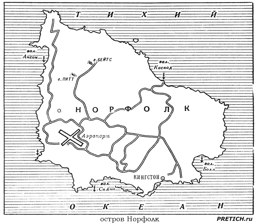 Норфолк - карта острова, история, Кингстон