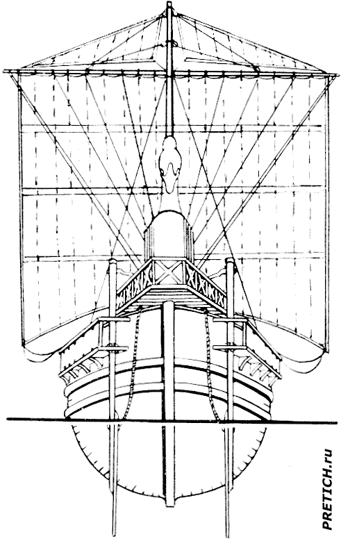 Римский торговый корабль, I век н.э. схема судна