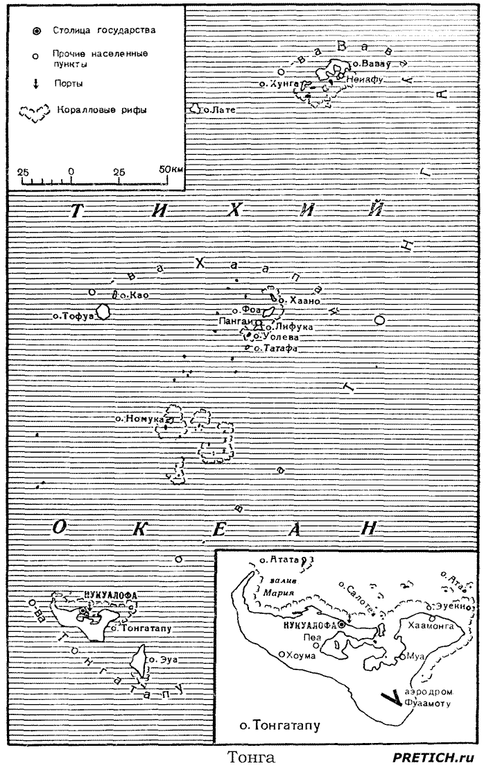 Тонга острова, карта, Тонгатапту, Нукуалофа, Тофуа