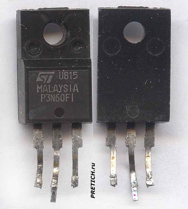 Полевой транзистор P3N60F, полное наименование MTP3N60FI