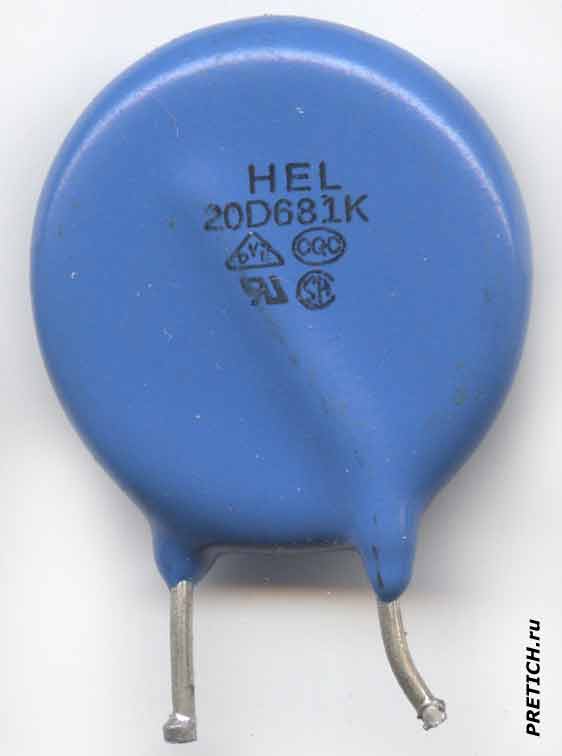 Конденсатор керамический дисковый HEL 20D681K