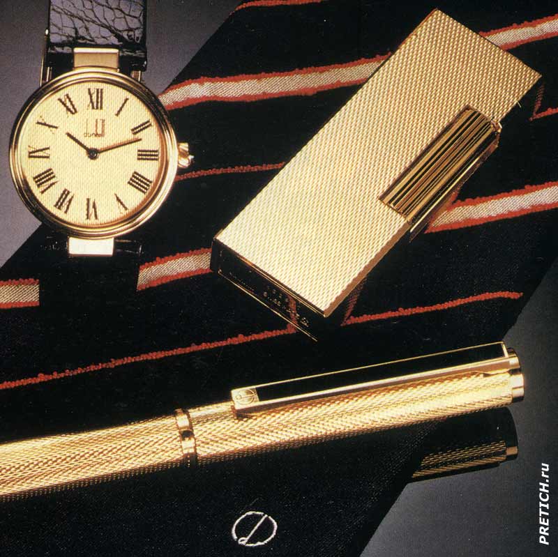 Dunhill London реклама золотых часов, зажигалок и ручек