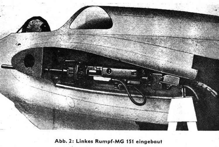 MG 151/20 размещение в крыльях самолета