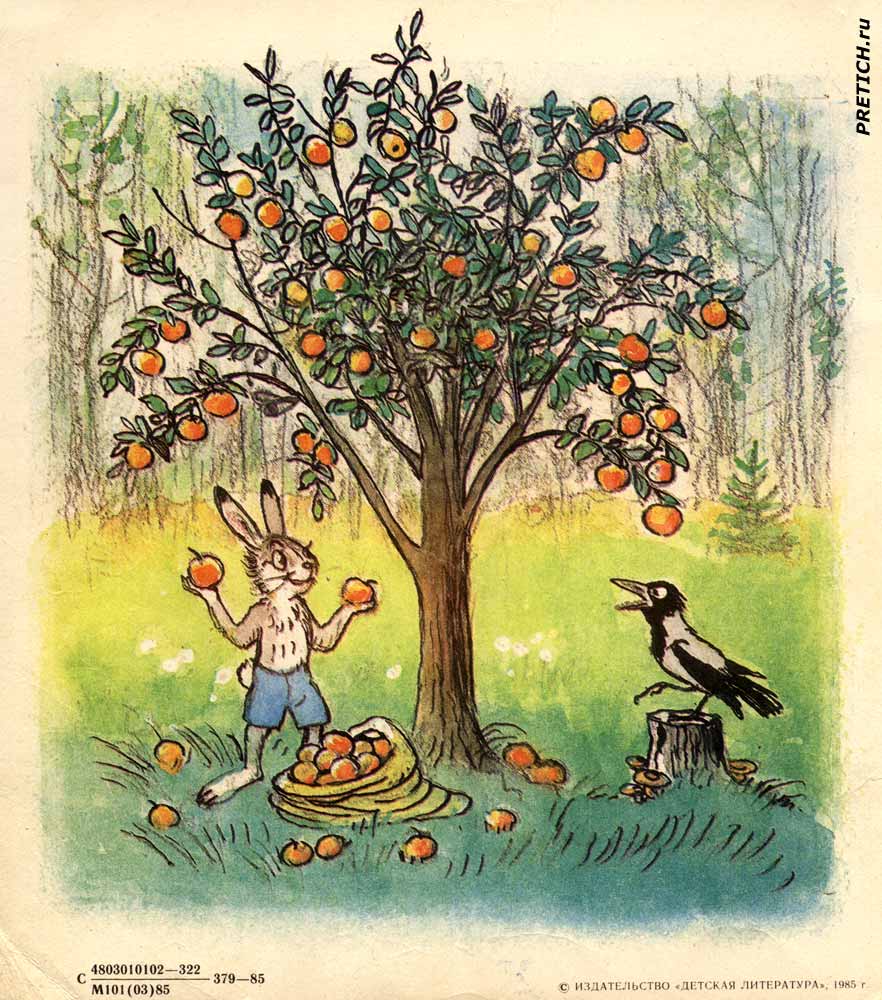 иллюстрации к книжке СССР В. Сутеев Мешок яблок